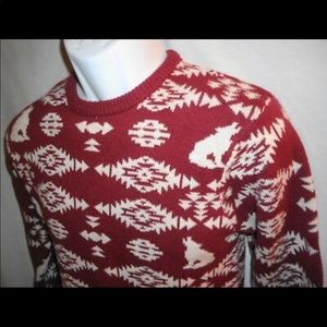 Men's On The Byas Red/White Crewneck Sweater Sz. S